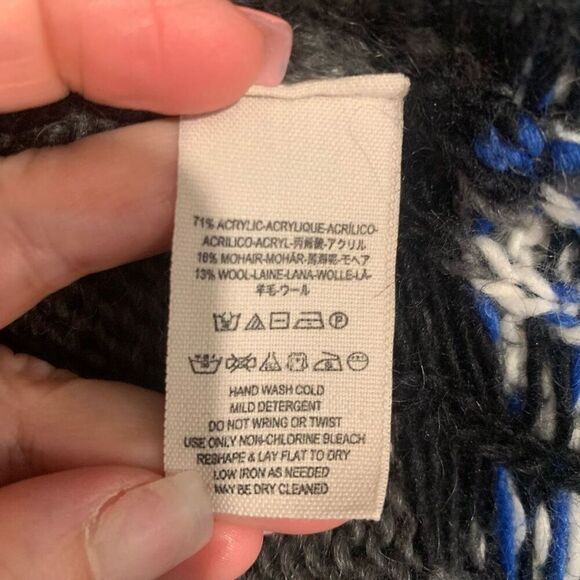 Free People Frosted Fair Isle Mohair Long Cardigan Shacket Sweater Size M - Picture 11 of 12